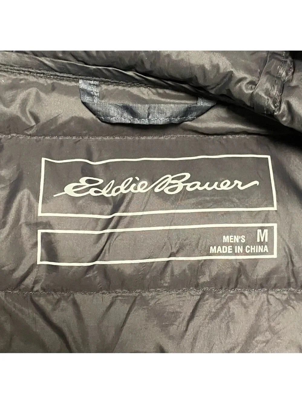 Eddie Bauer Jacket Men's Size Medium Dark Gray Hooded 650 Down Puffer Jacket